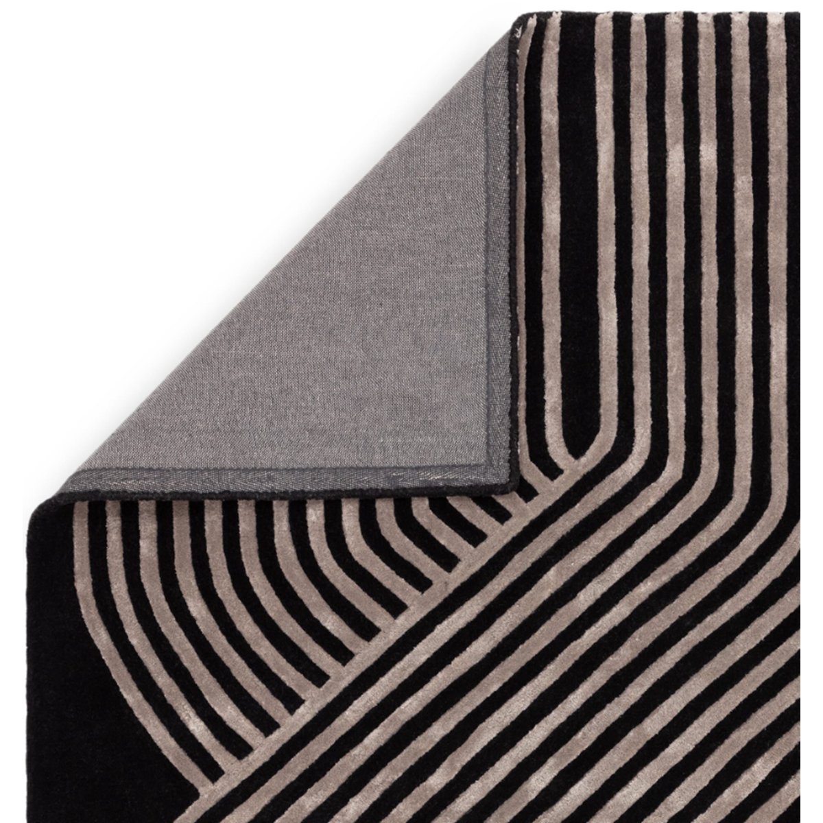 Tapis moderne tufté main en laine ACME noir, NOVATREND