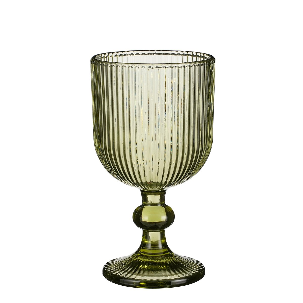 Lot de 6 verre à vin cannelé MERLOT vert clair, MICA DECORATIONS