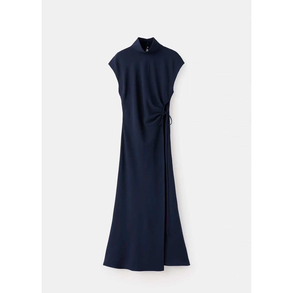 Robe col montant croisé bleu marine foncé, MANGO