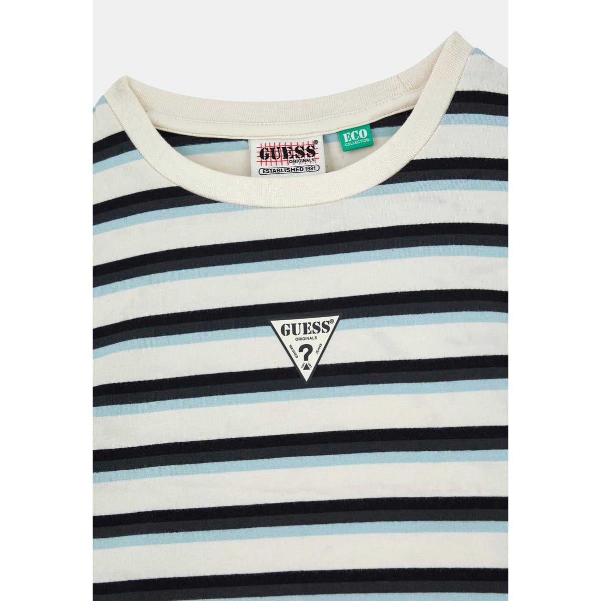 T-Shirt Crop À Rayures blau multi, GUESS JEANS