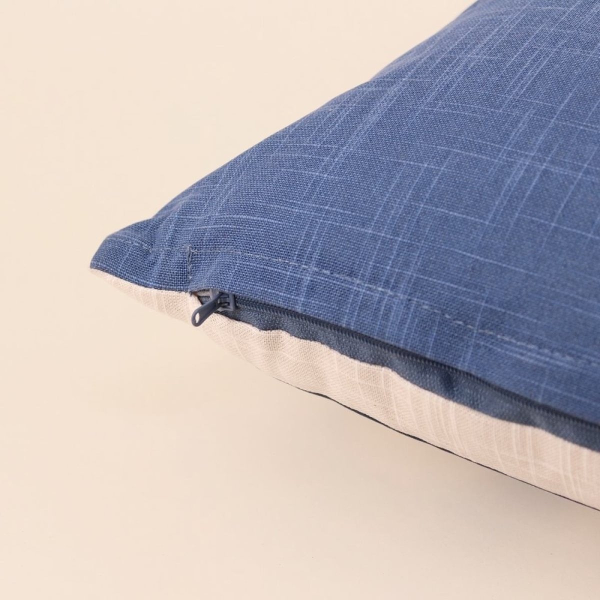 Coussin en coton flammé imprimé coquillages 40x40cm bleu, ORNAMI