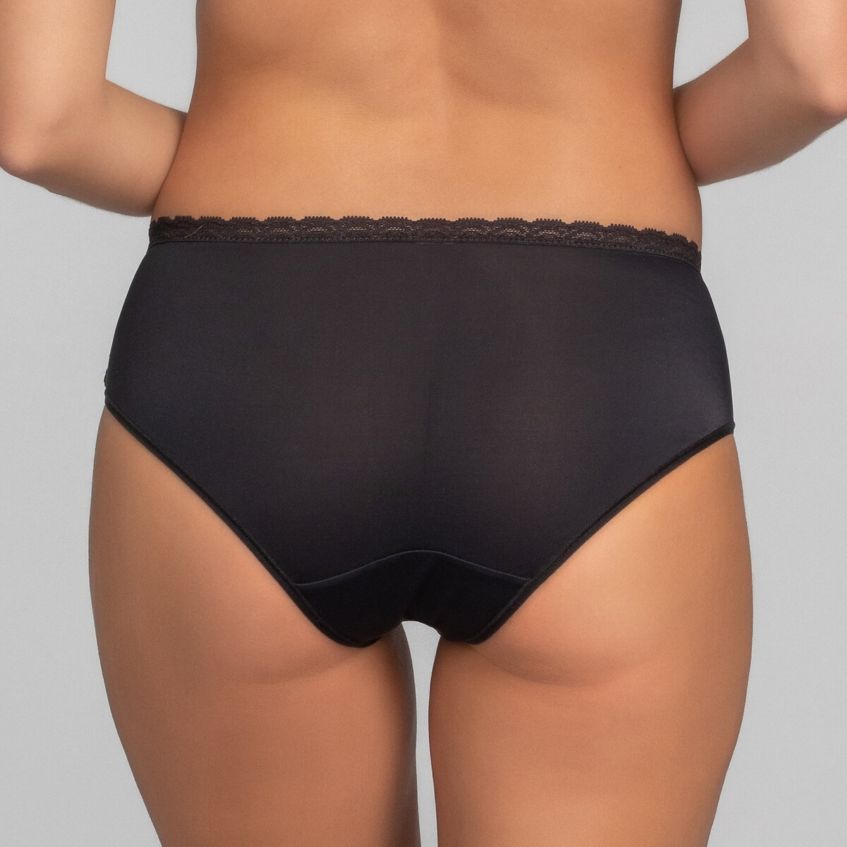 Midi slip in grafisch kant Ideal Posture zwart, PLAYTEX