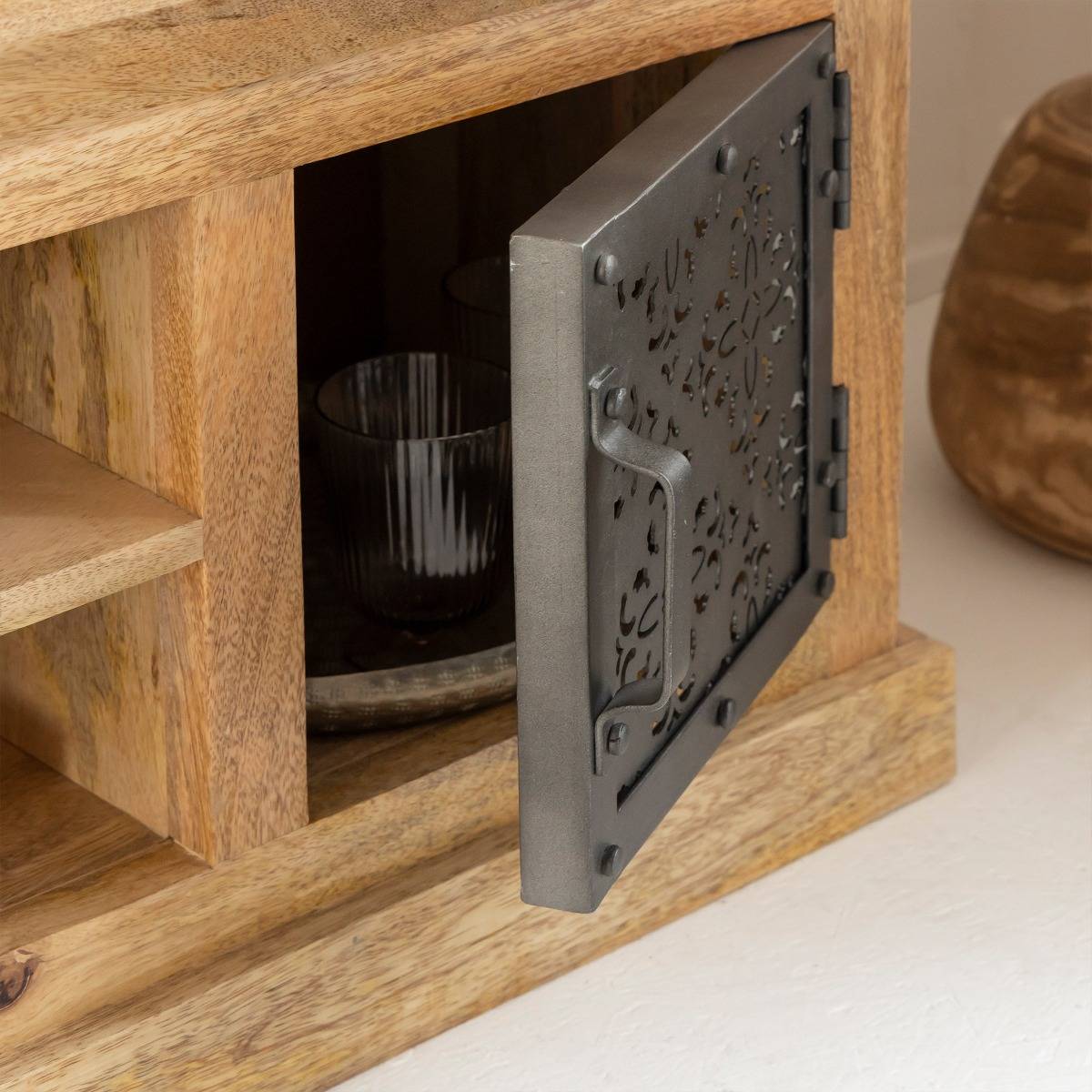 Meuble TV en bois de manguier SAHARA bois clair, MADE IN MEUBLES