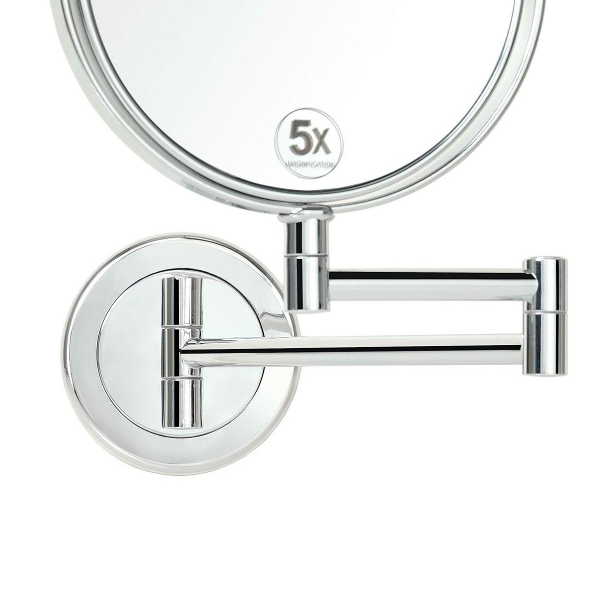 Miroir Grossissant Double Face Rond (x5) sur Bras Extensible argent, WADIGA