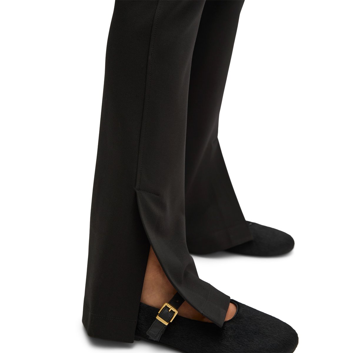 Pantalon en jersey à enfiler, coupe slim évasée en interlock doux noir, MARC O'POLO