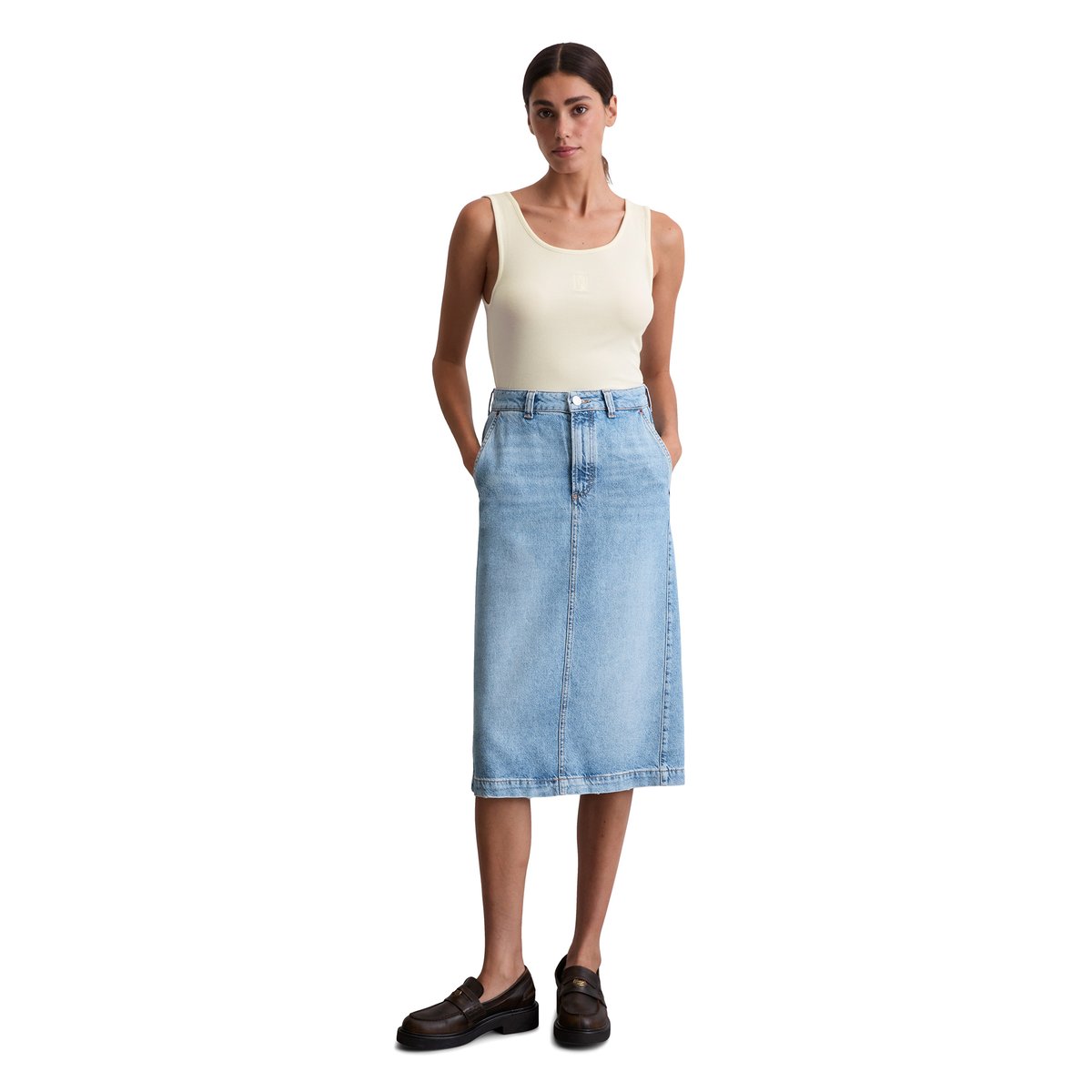 Jupe en jean regular en TENCEL™ Lyocell nleu clair, MARC O'POLO