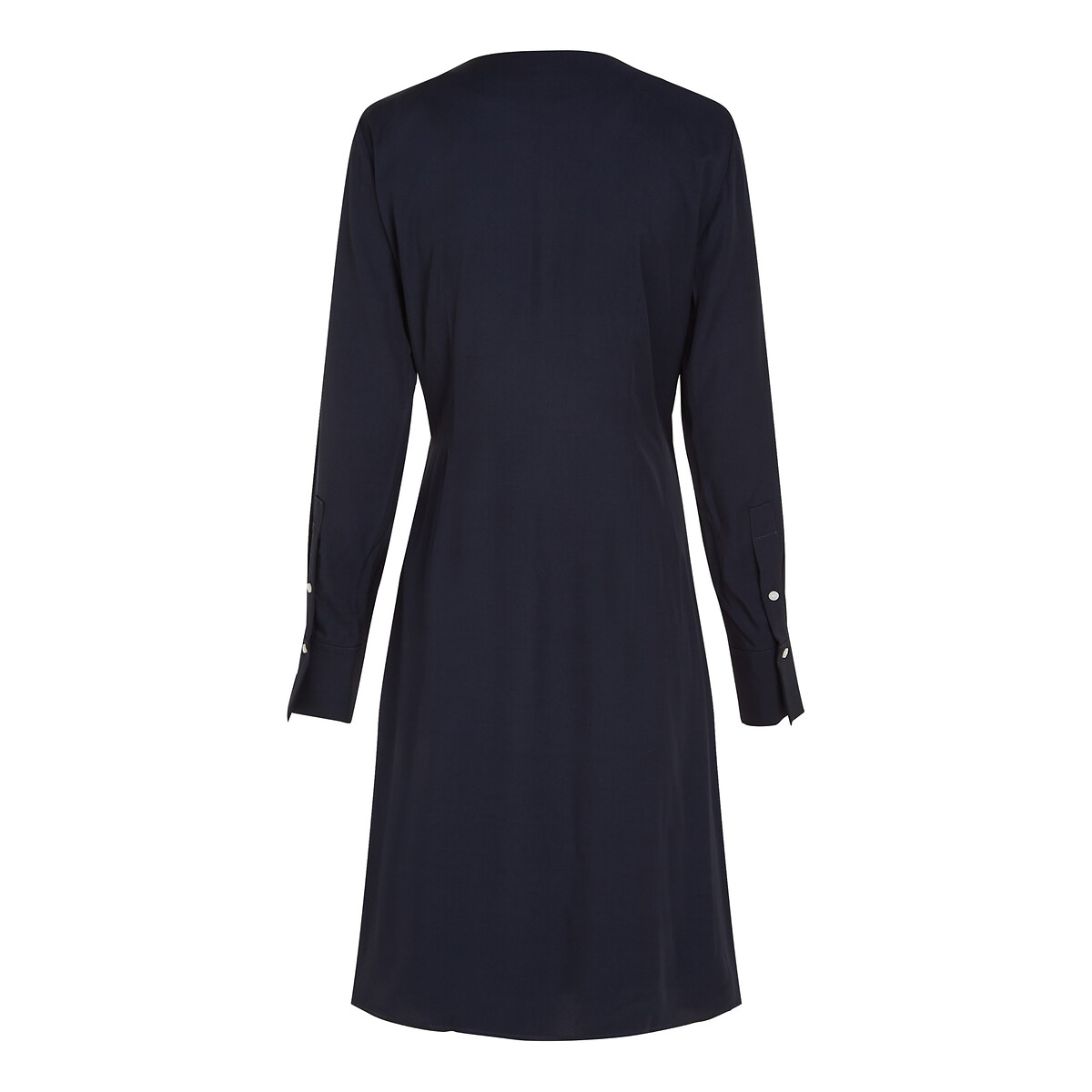 Mid-Length Wrapover Dress with Long Sleeves navy, TOMMY HILFIGER