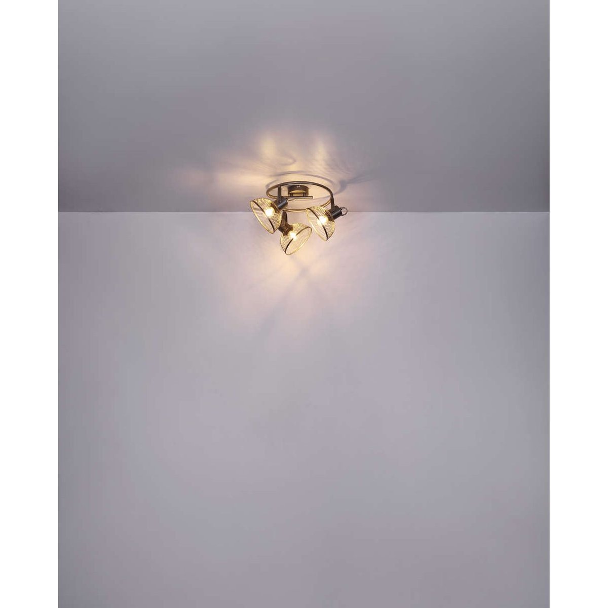 Plafonnier rond 3 lampes design vintage MONIGA gris foncé, GLOBO LIGHTING