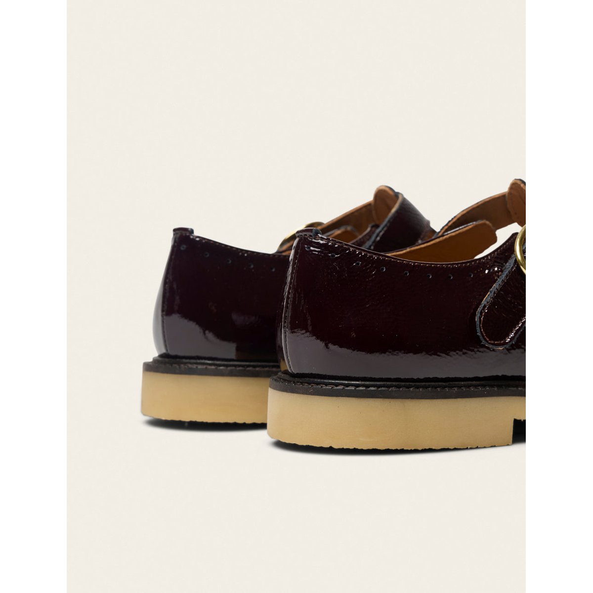 Derbies ZORI cuir plissé verni chocolat, ODAJE