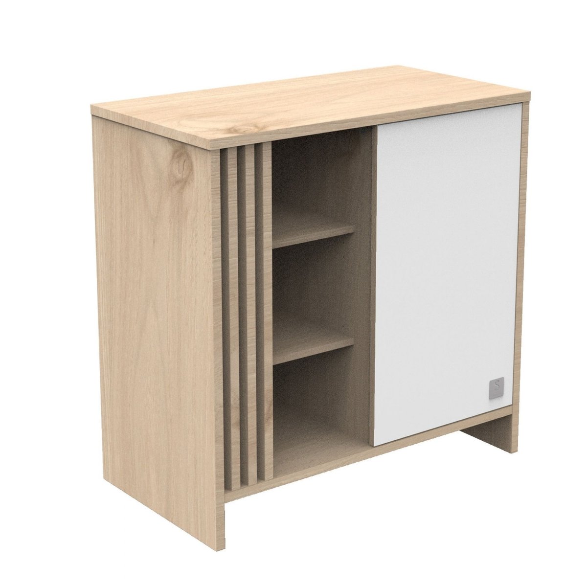 Commode porte et niches avec plan à langer amovible blanc, SAUTHON