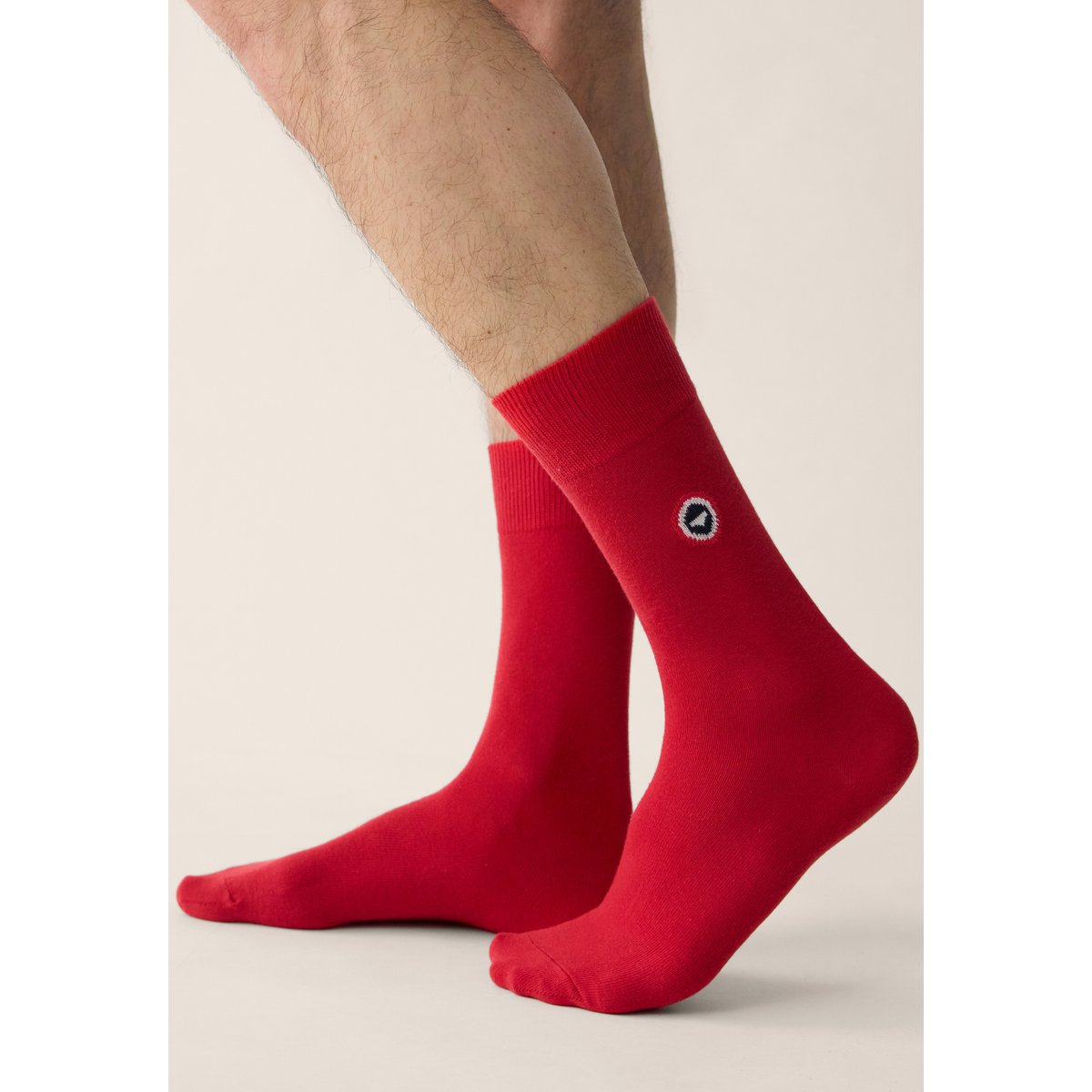 Lot de 2 chaussettes mi-hautes en coton Robuste rouge marine rayures rouge, LE SLIP FRANCAIS