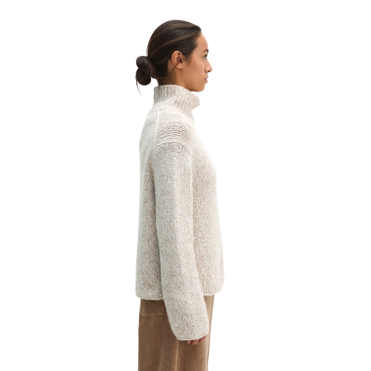 Pull ample en un mélange doux de coton bio et de laine d'alpaga marron clair, MARC O'POLO