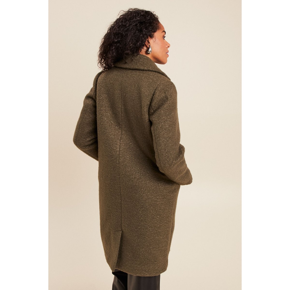 Manteau 2 en 1 col montant doublé vert kaki, BREAL