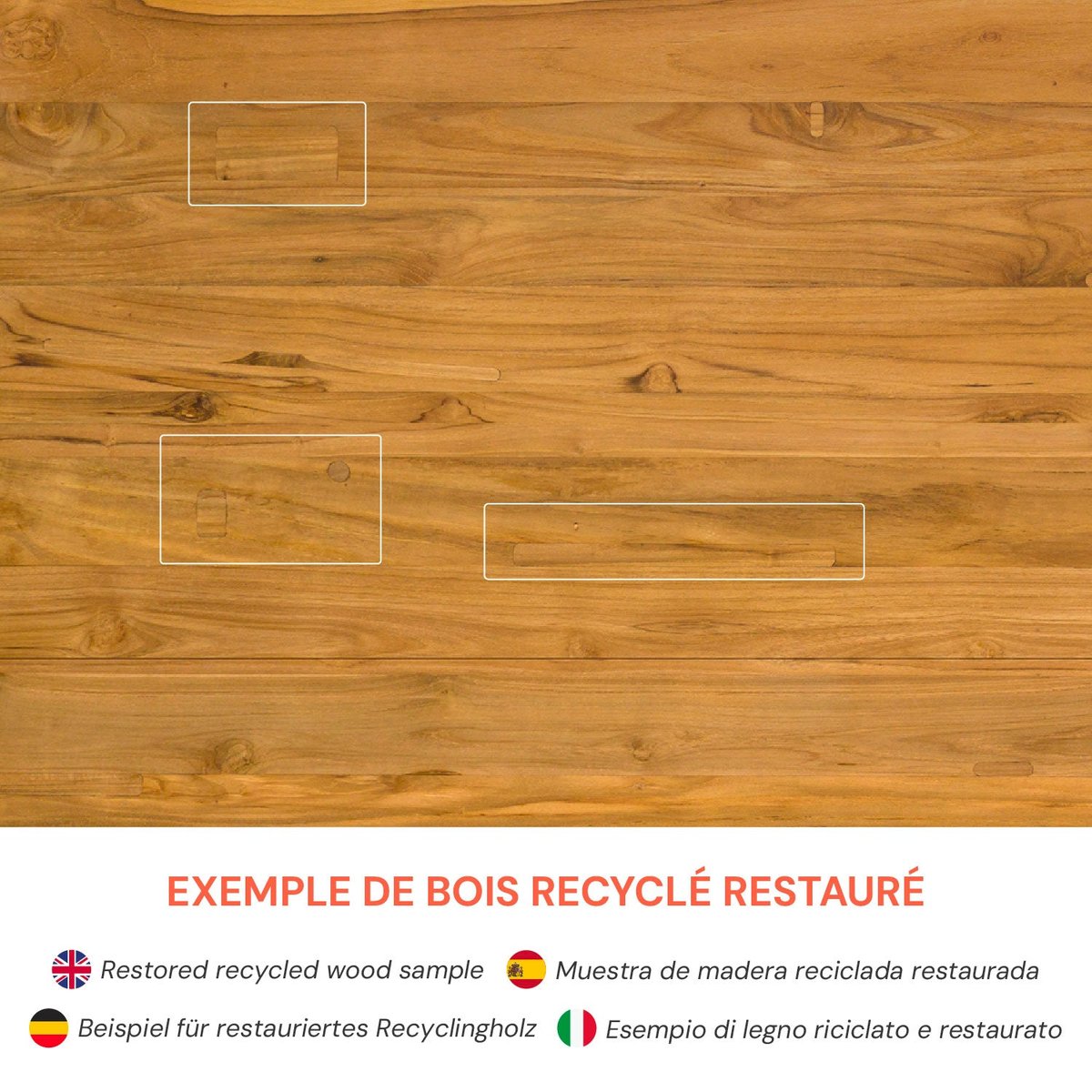 Table rectangulaire 10 personnes en bois de teck recyclé 260 cm - MARIE marron, MAISON PAVANE