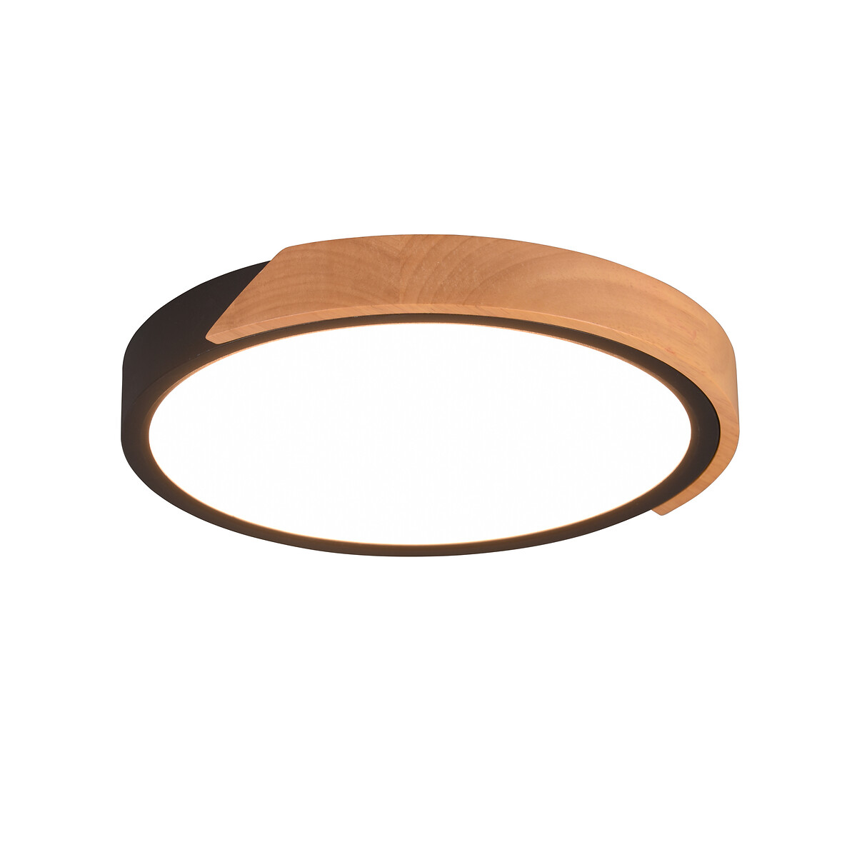 Candeeiro de teto Jano, TRIO Lighting preto/madeira, TRIO LIGHTING