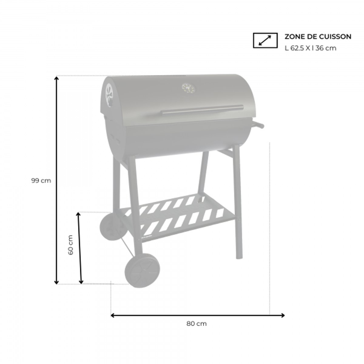 Barbecue Charbon, TONINO 70 couleur unique, COOK IN GARDEN
