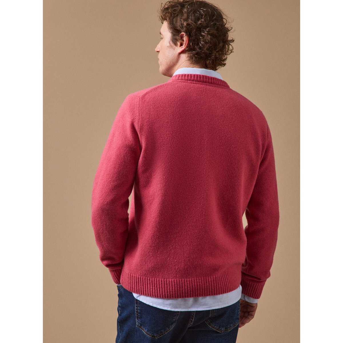 Pull col rond mélange laine rose, CYRILLUS
