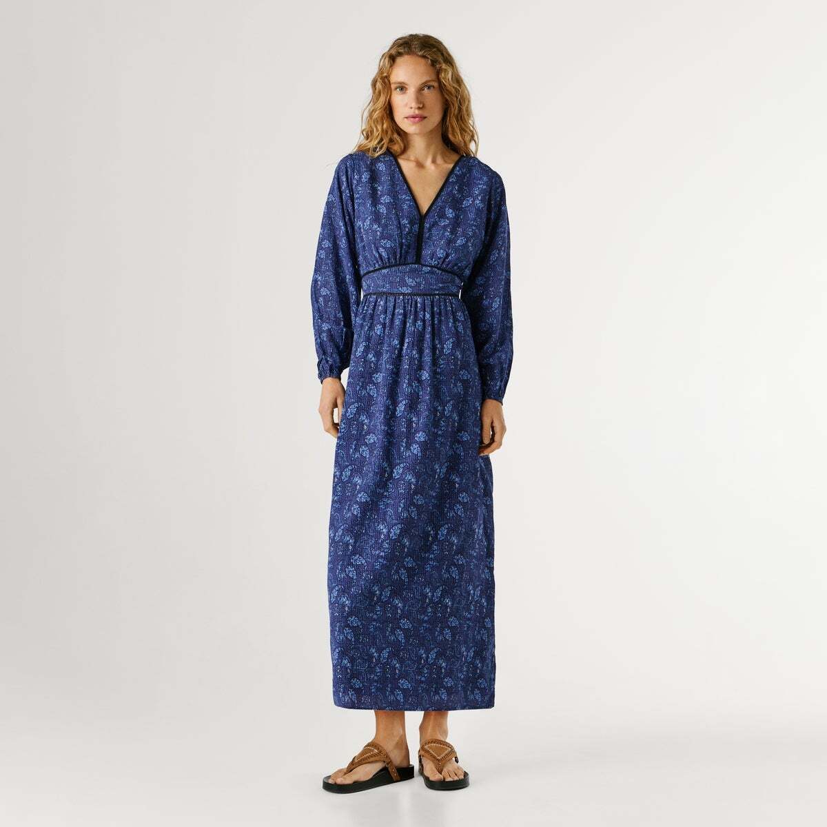 Robe Longue À Imprimé Paisley bleus de l'union, PEPE JEANS