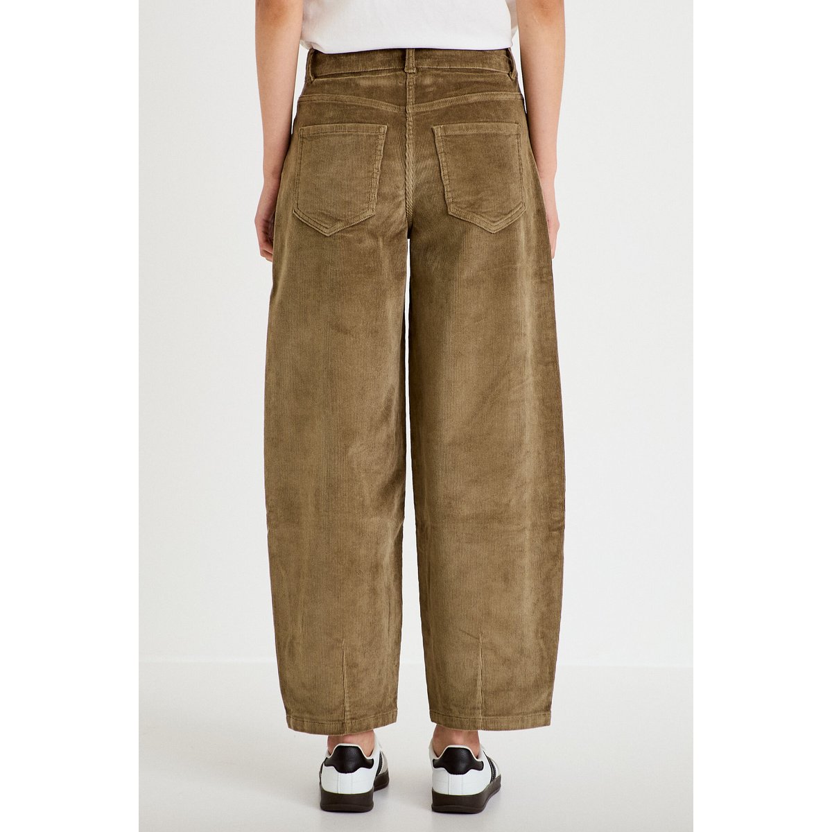 Pantalon barrel en velours vert kaki, CACHE CACHE