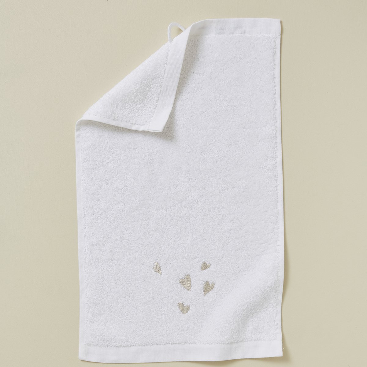 Serviette invité JOLIS COEURS blanc, SYLVIE THIRIEZ