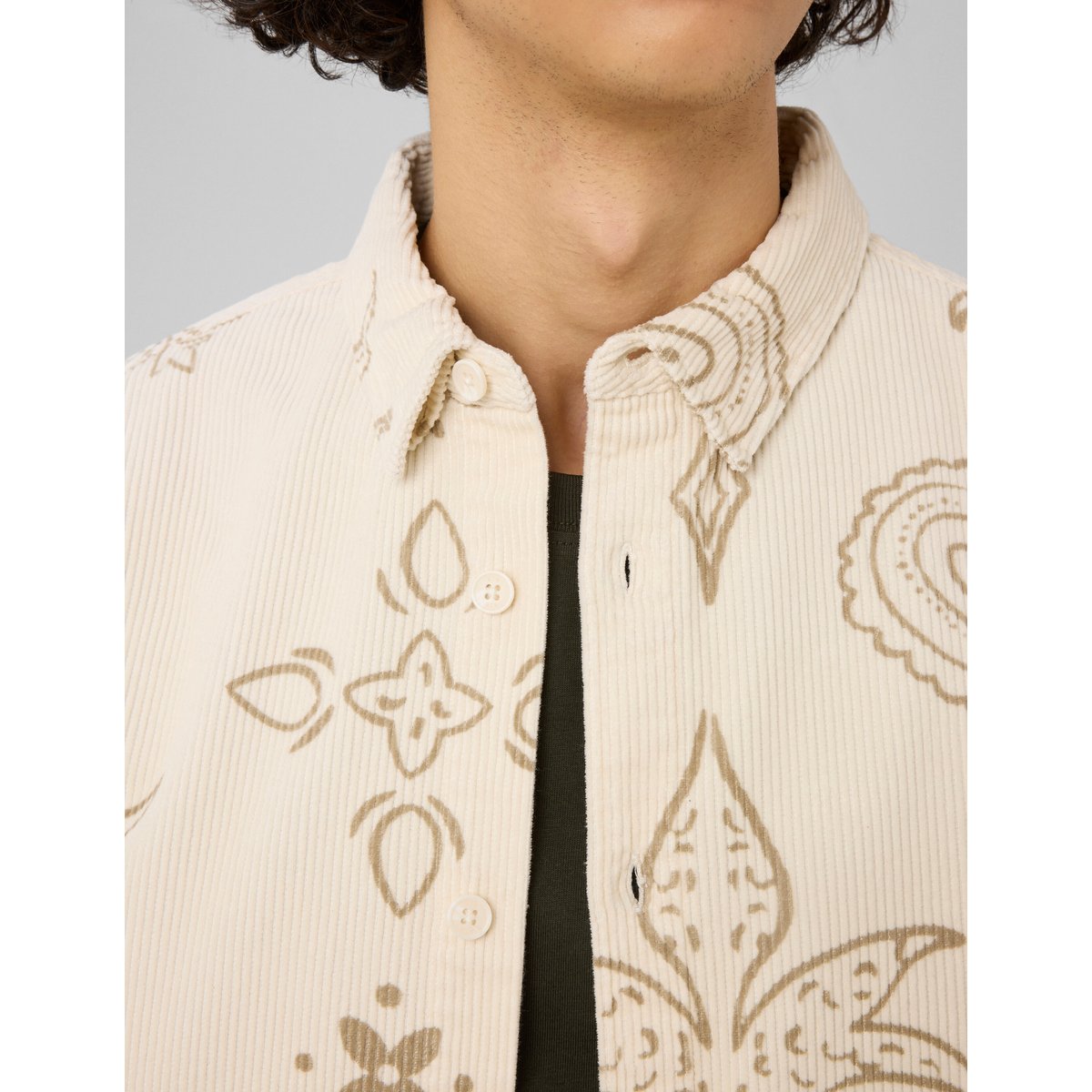 Chemise imprimée en velours naturel, BZB