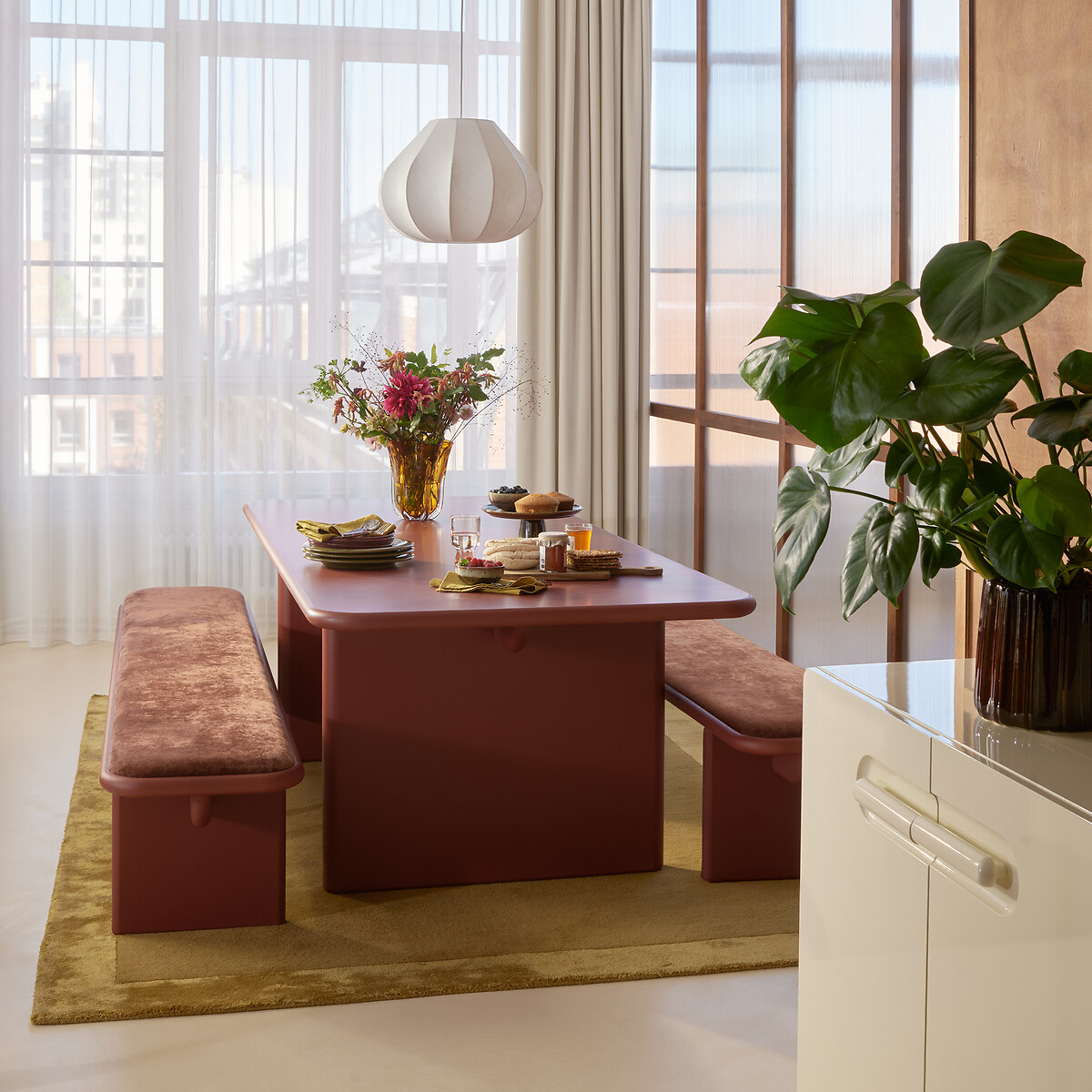 Table à manger, laquée, 8 couverts, MARVELA rouge, LA REDOUTE INTERIEURS