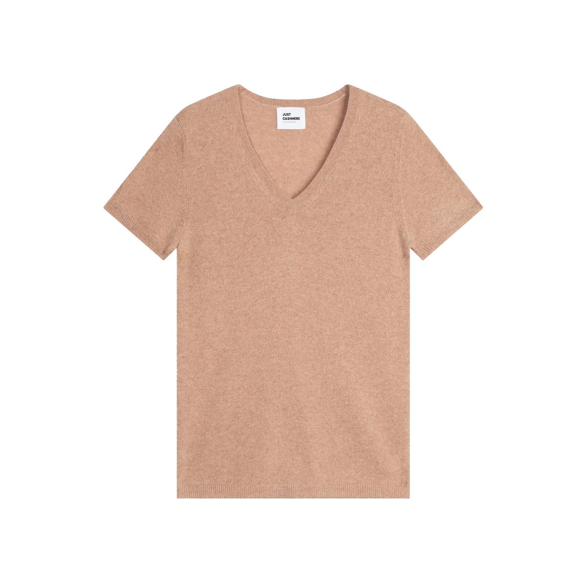 T-Shirt Col V Camel Chiné Glamis camel chiné, JUST CASHMERE