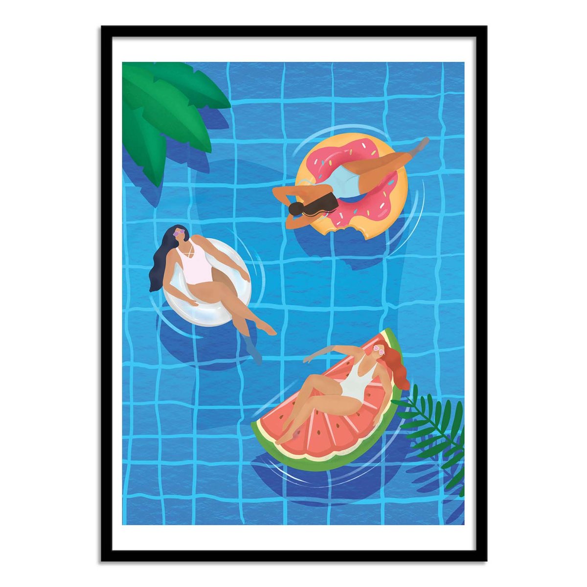 Affiche d'art - Pool Ladies - Petra Lizde bleu, WALL EDITIONS
