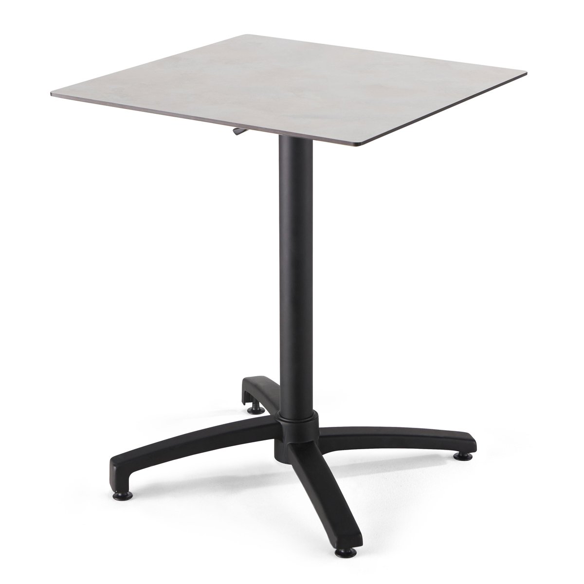 Table 60x60 cm inclinable stratifiée avec pied noir et chaises en métal, OPERA taupe, OVIALA