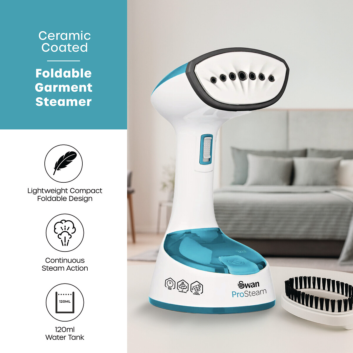 ProSteam Foldable Garment Steamer - SI2030 white, SWAN