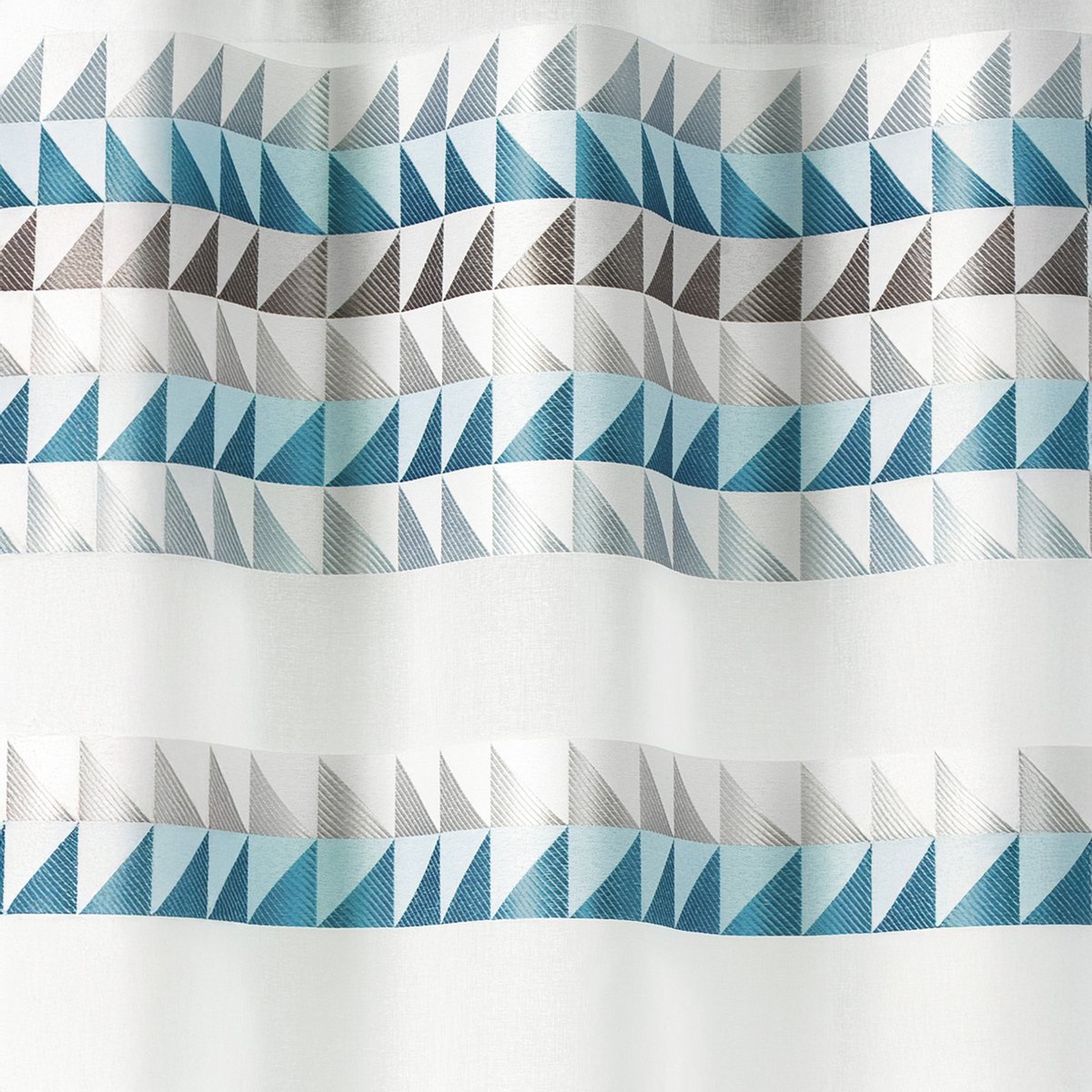 Voilage à frise imprimée de triangles bleu pétrole, HOME MAISON