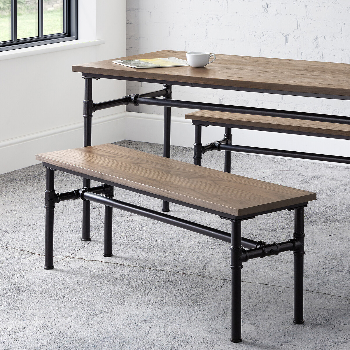 Abraham Solid Elm Wood Dining Bench (Seats 2) natural solid elm, SO'HOME