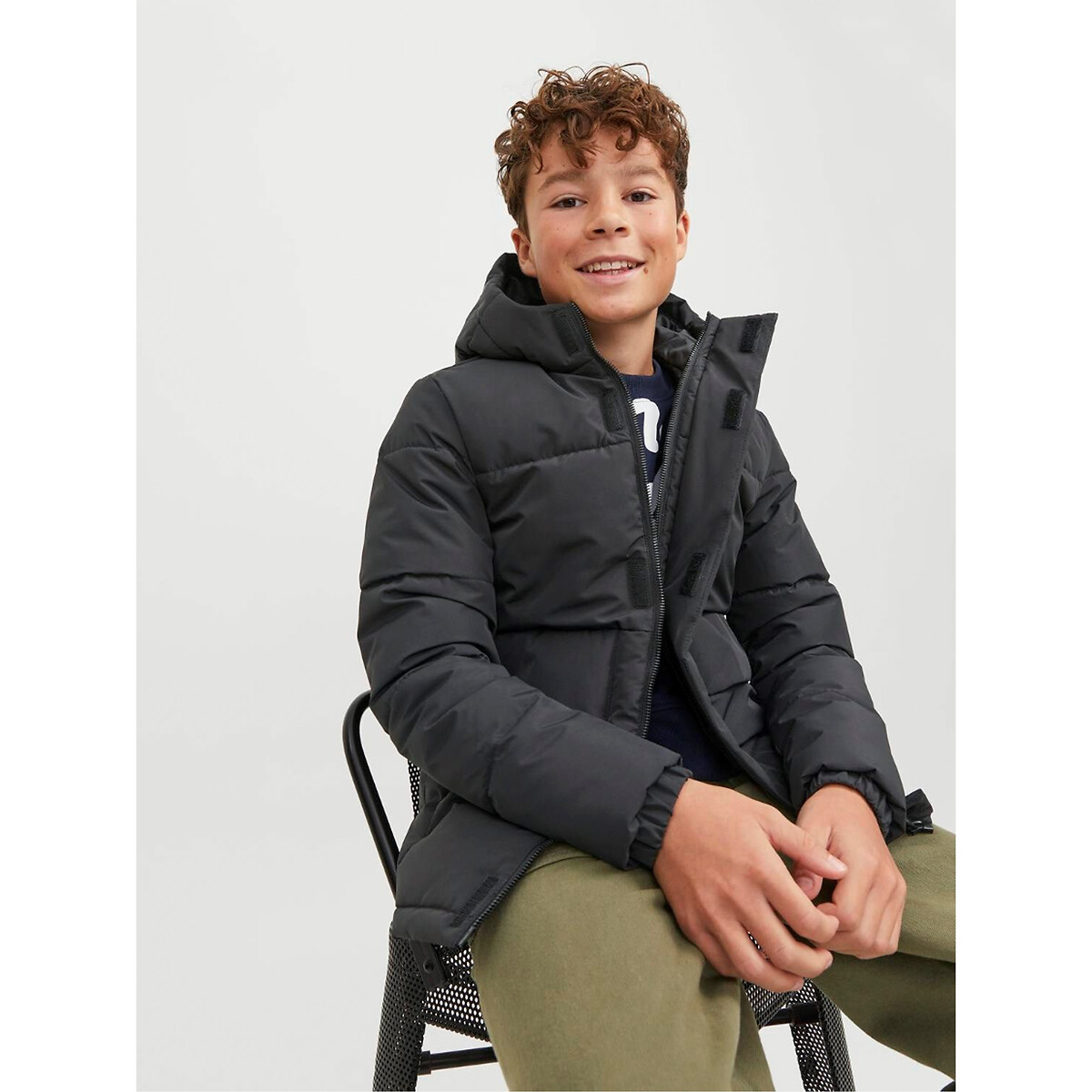 Blusão com capuz preto , JACK & JONES JUNIOR