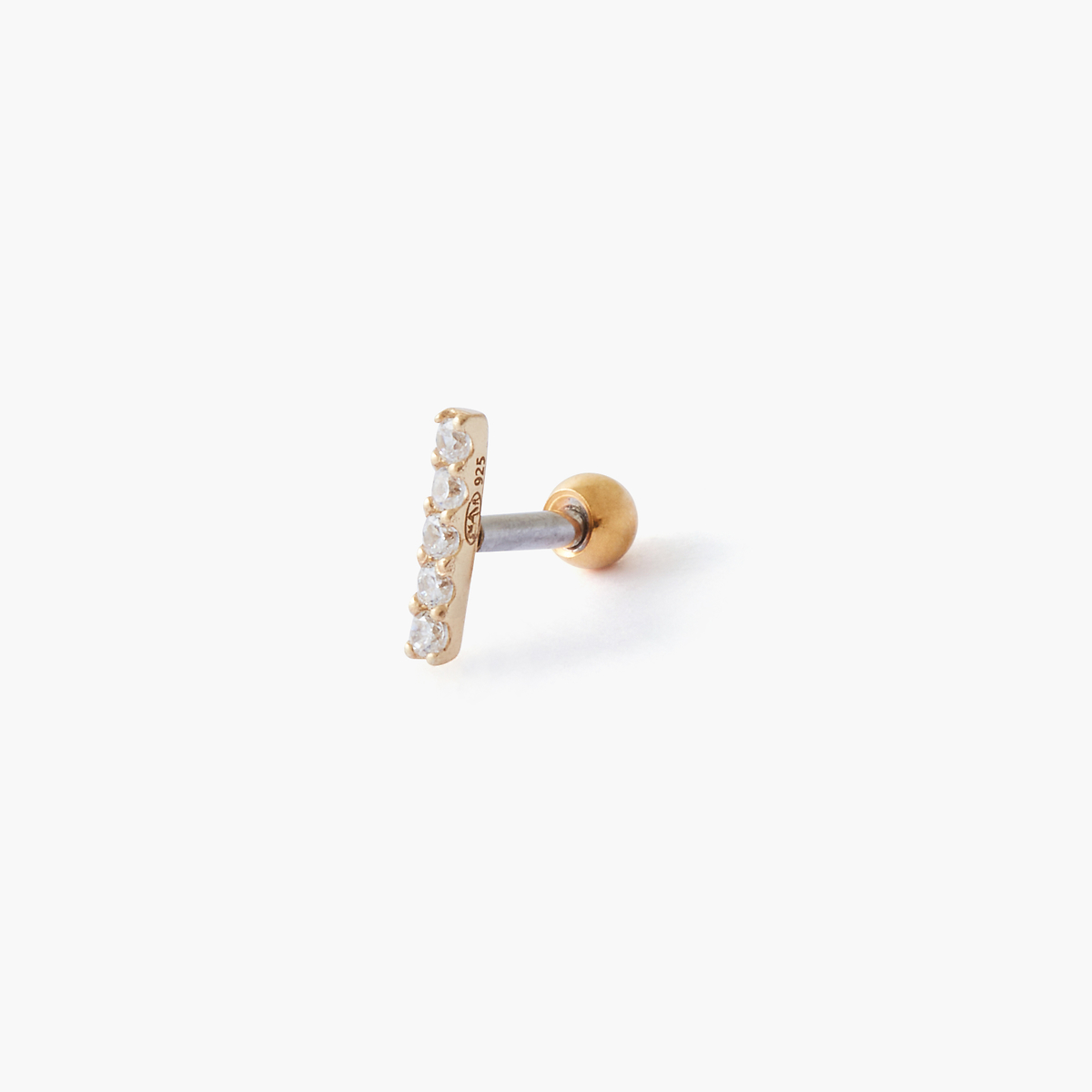 Piercing stud hélix/tragus barre de zirconium doré, BALABOOSTE