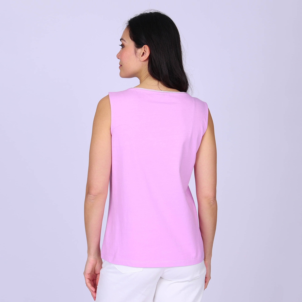 Top en maille lilas, MISE AU GREEN