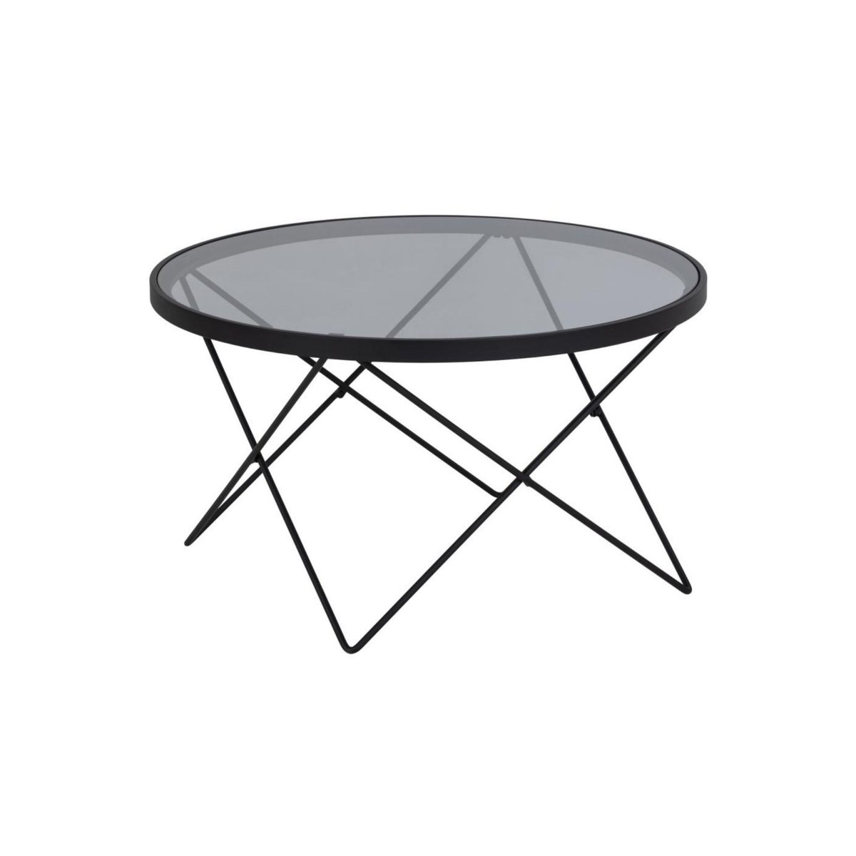 Table basse ronde en verre et métal noir D80 - BENNY noir, HELLIN, DEPUIS 1862