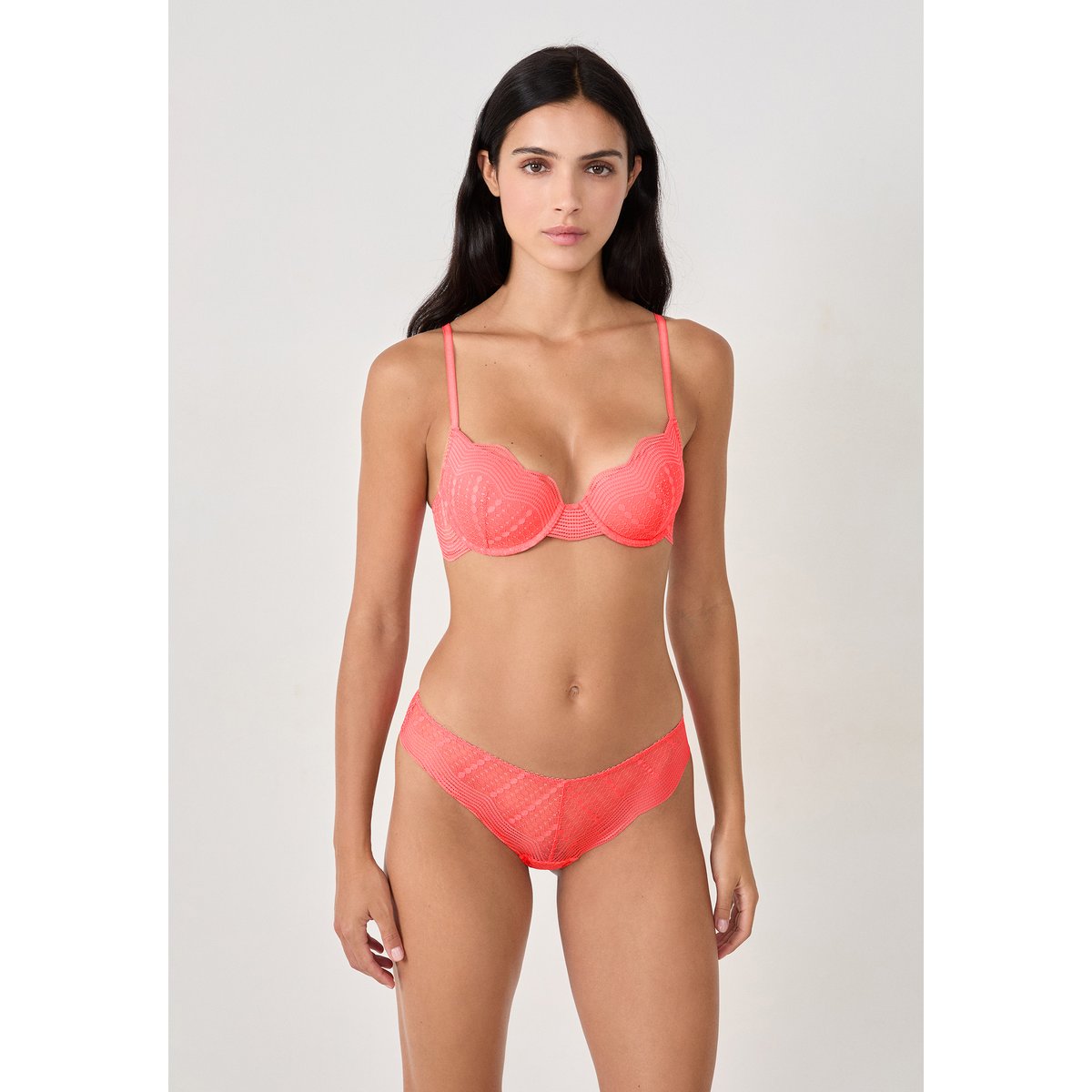 Hipster en dentelle ENVERGURE corail, ETAM