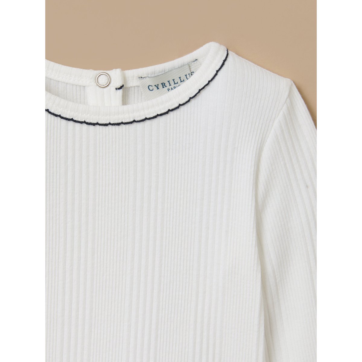 T-shirt uni fantaisie ecru, CYRILLUS
