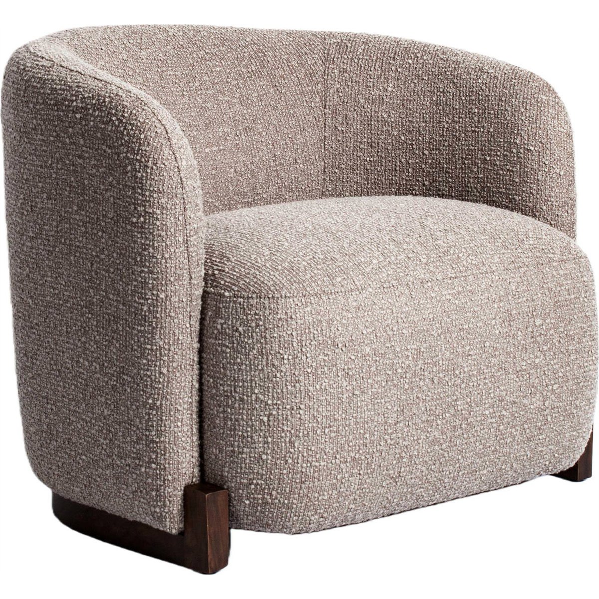 Fauteuil lounge arrondi en tissu mocca chunky, RECOLLECTION
