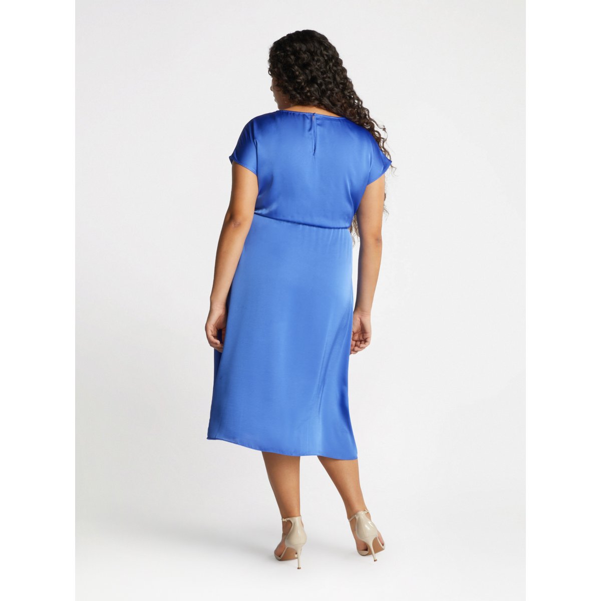 Robe en satin avec drapé bleu, FIORELLA RUBINO