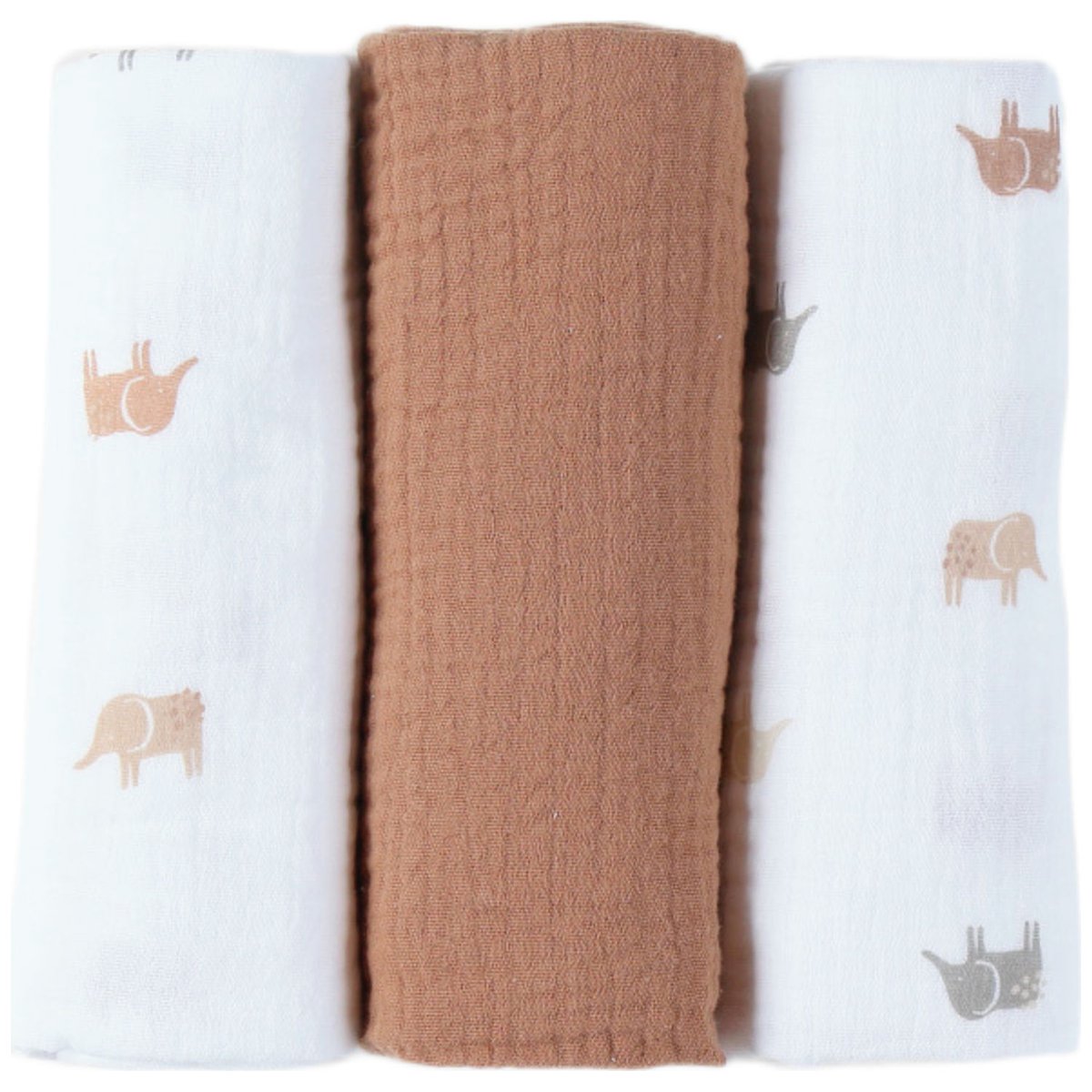 Lot de 3 langes blanc, marron, NOUKIE'S