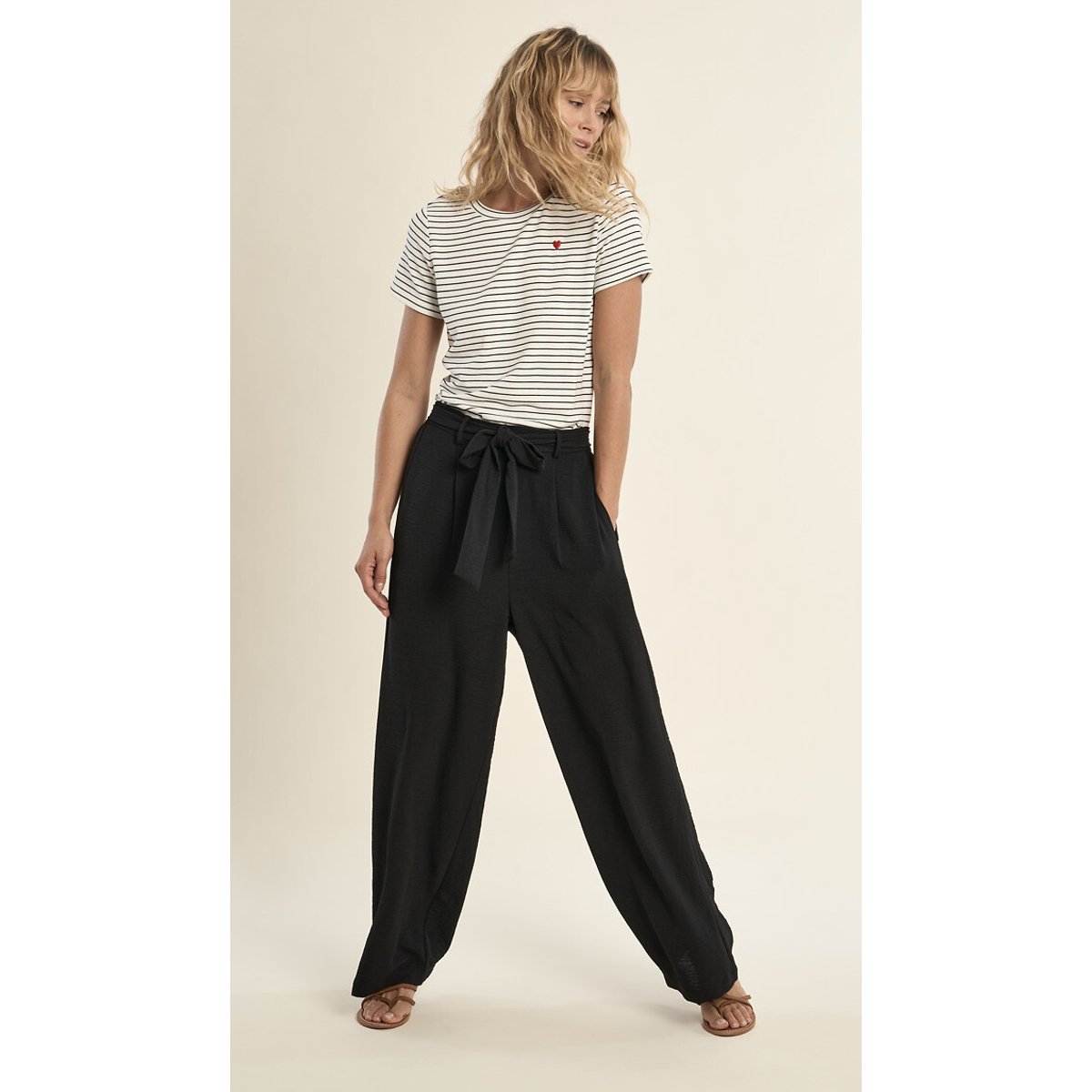Belted Loose Fit Trousers black, MOLLY BRACKEN