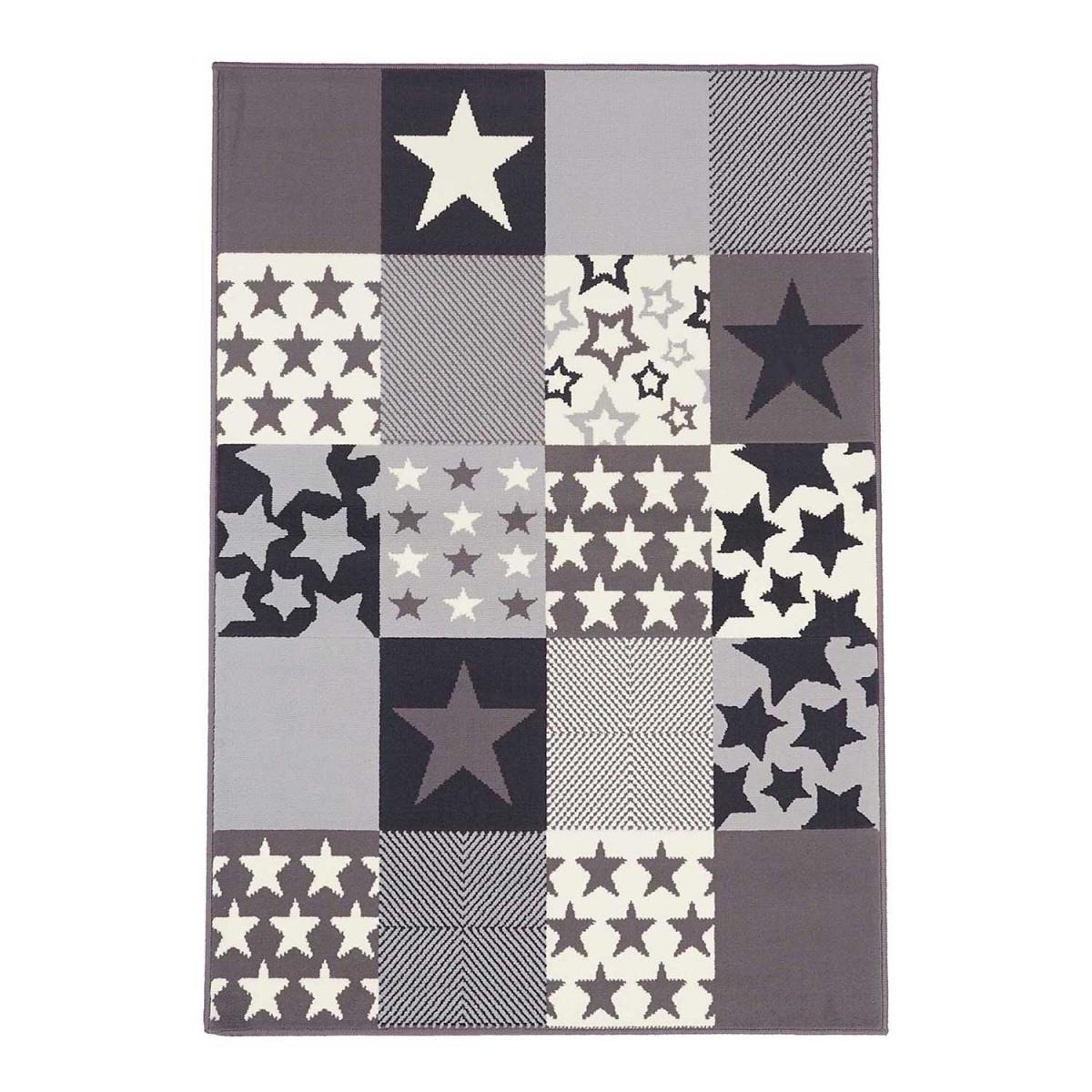 Tapis enfant tissé LYN1 CARETOILE crème, gris, noir, UN AMOUR DE TAPIS