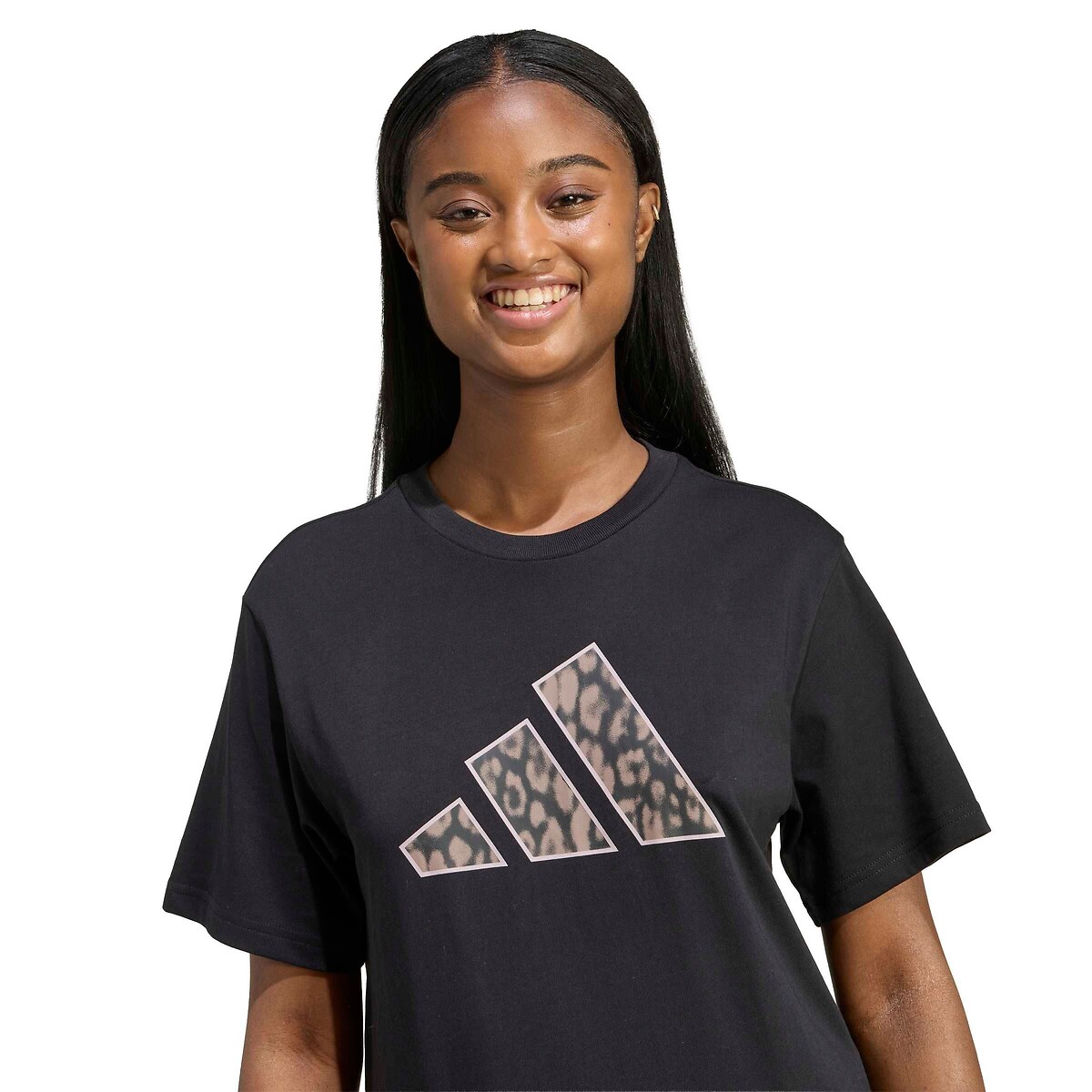 T-shirt big logo léopard Essentials noir/léopard, ADIDAS SPORTSWEAR