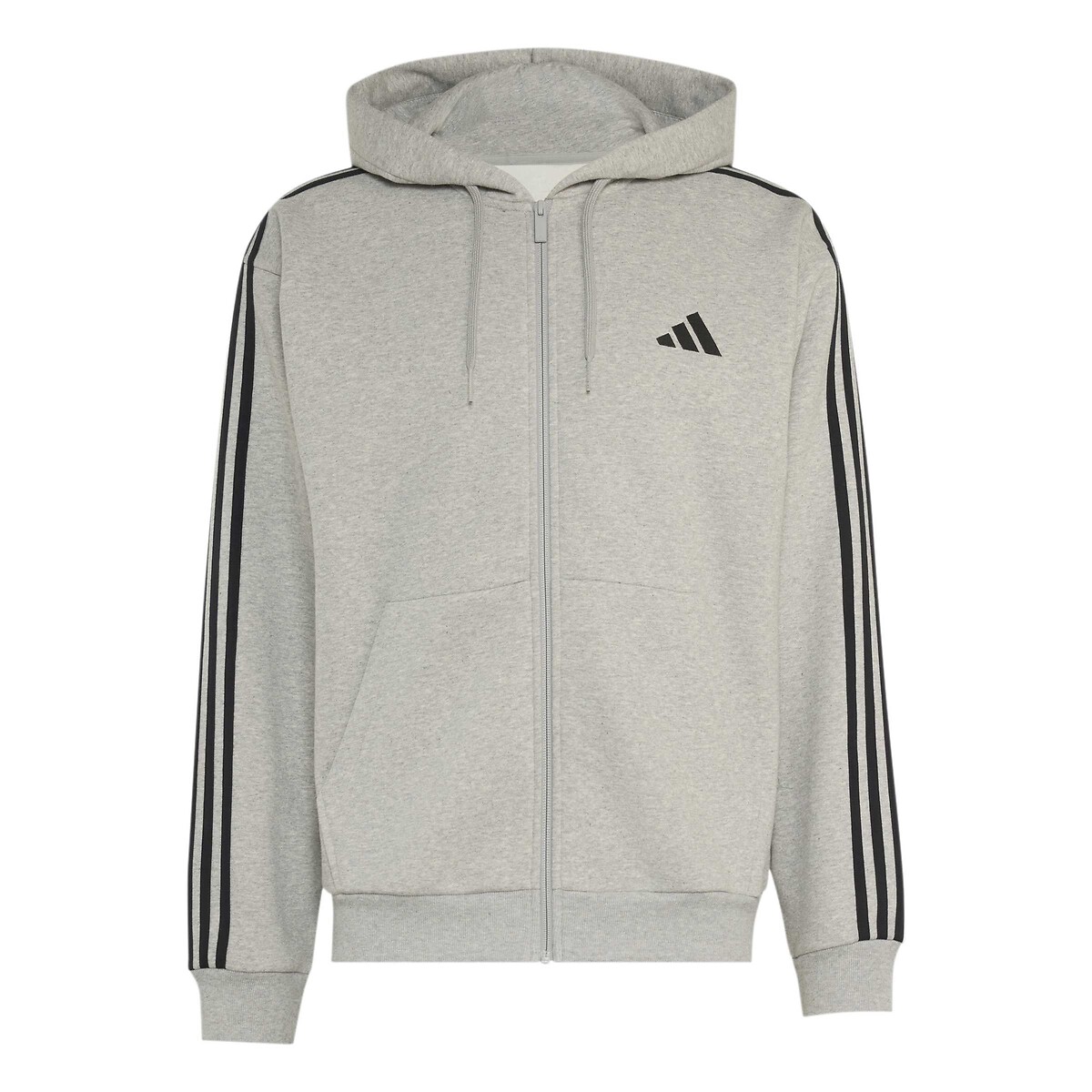 Sweat zippé à capuche, ESSENTIALS gris chiné, ADIDAS SPORTSWEAR
