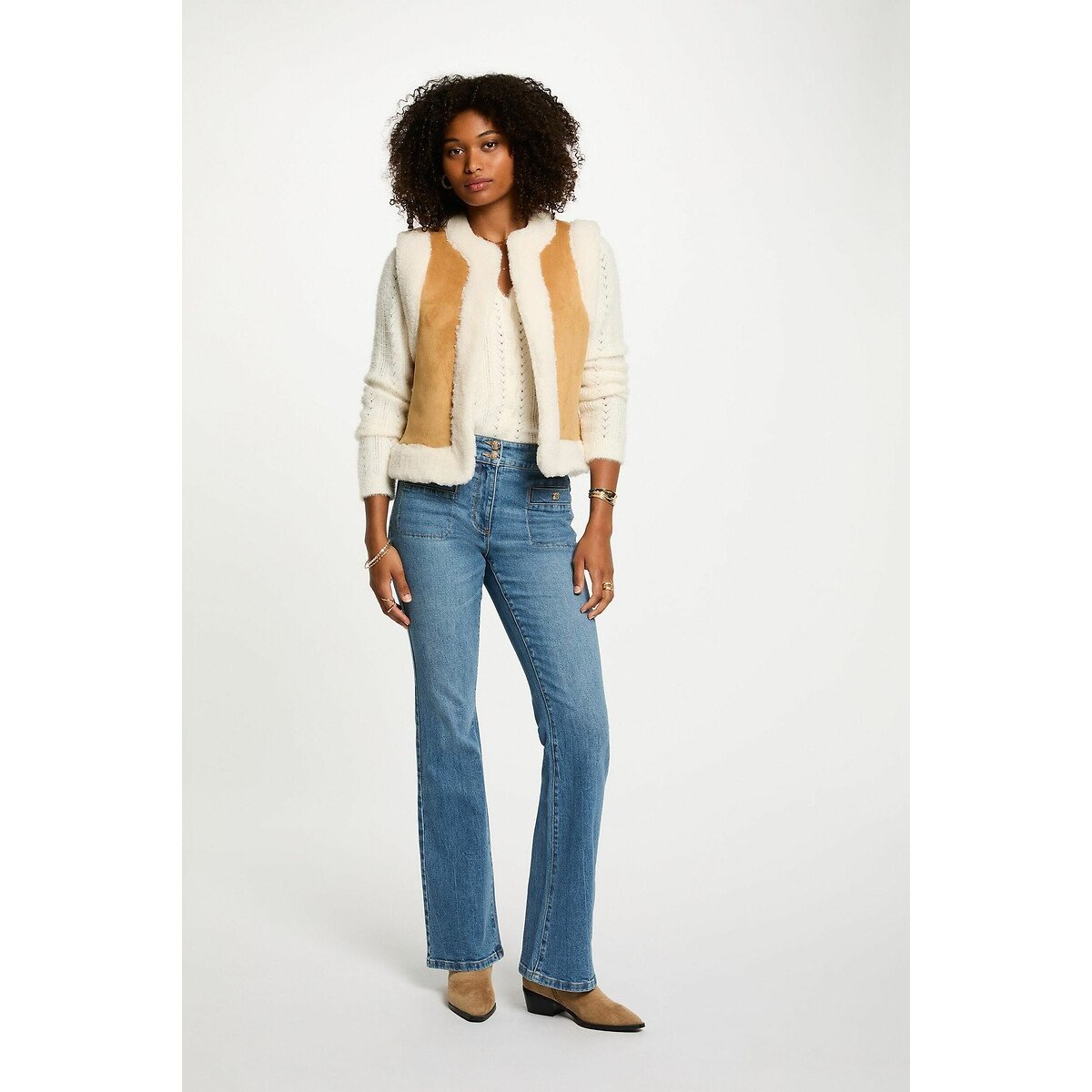 Straight Sleeveless Jacket camel, MORGAN