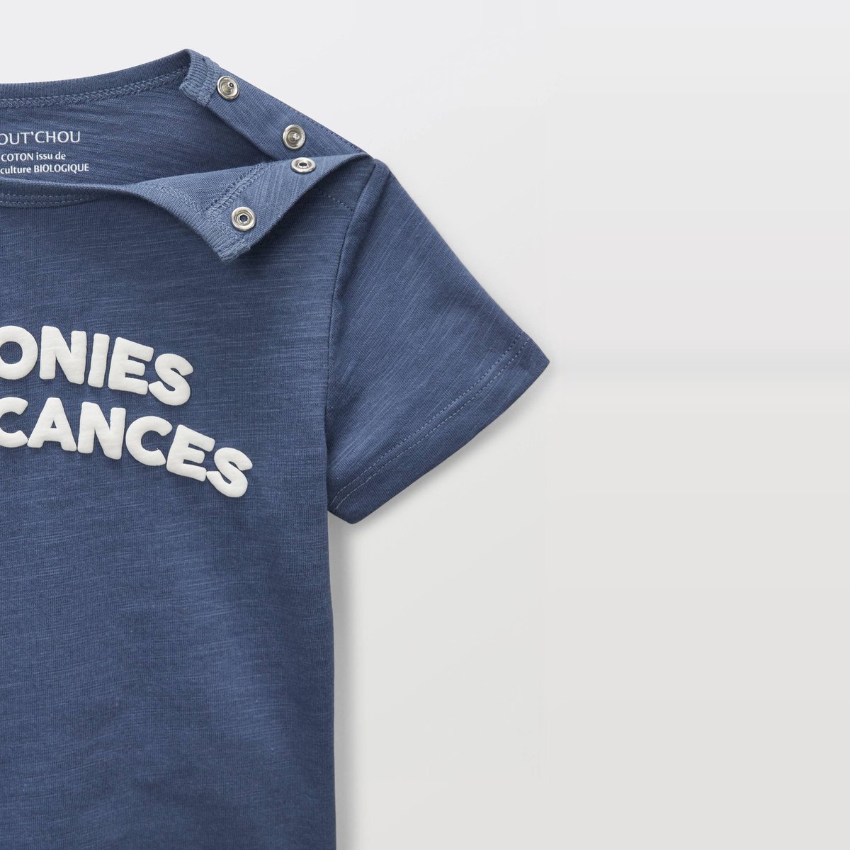 T-shirt manches courtes imprimé en coton BIO GOTS pierre bleue, BOUT'CHOU