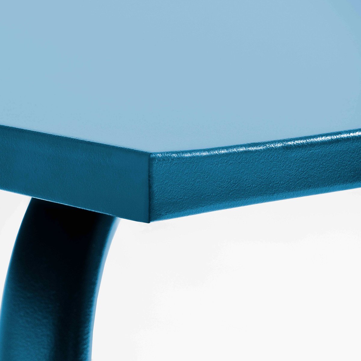 Table de jardin carrée en métal 8 places 120cm PALAVAS bleu pacific, OVIALA