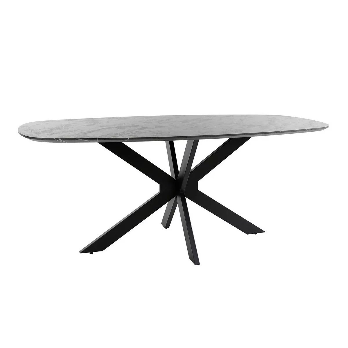 Table de repas ovale effet marbre - ROCK noir, MATHI DESIGN