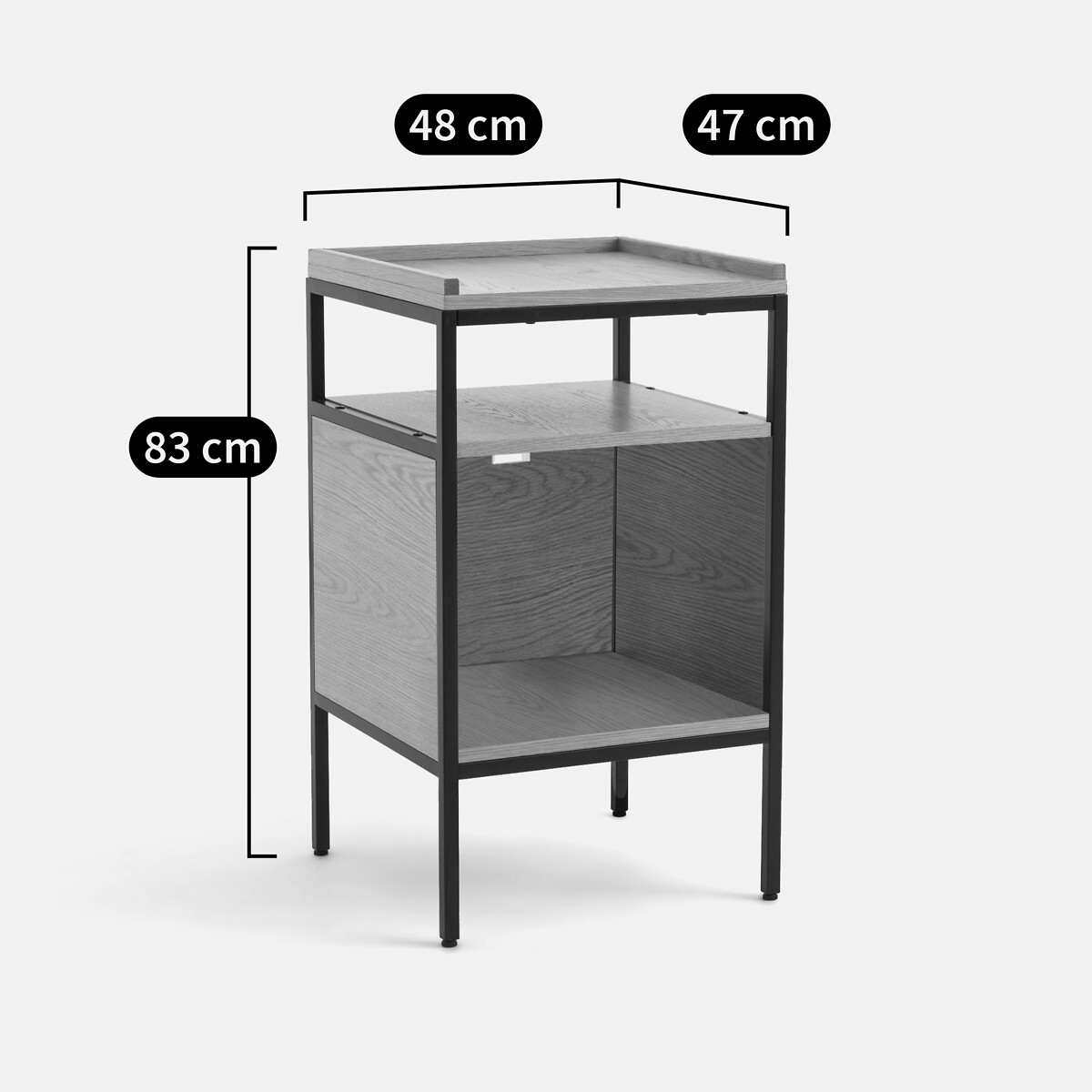 Meuble vinyles chêne et plaqué L48 cm, Volga chêne, LA REDOUTE INTERIEURS